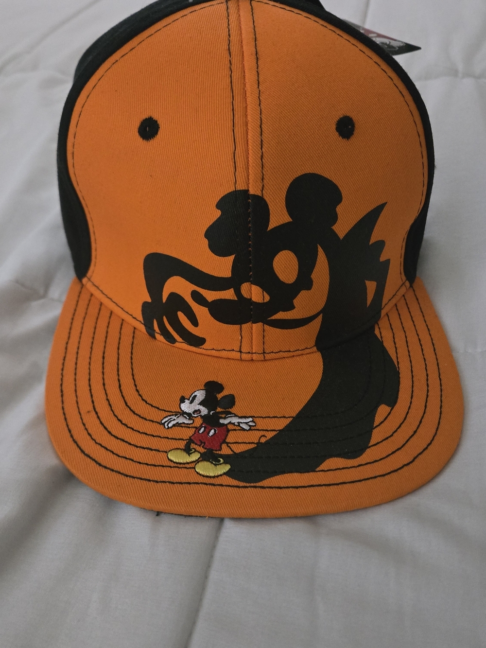 Collectible Disney Black and Orange HALLOWEEN Mickey Mouse Graphic Tag Hat